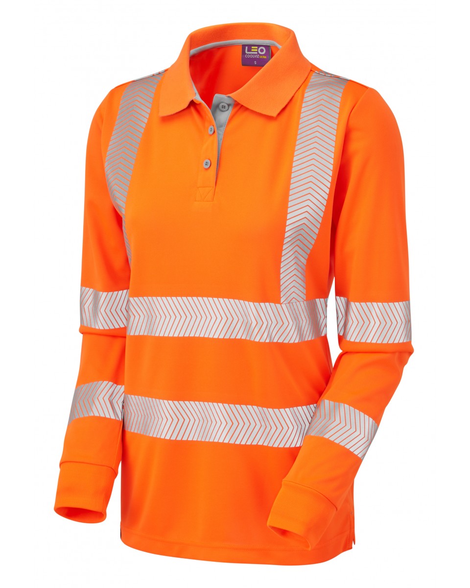 ISO 20471 Class 2 Coolviz Ultra Women's Sleeved Polo Shirt Orange